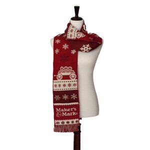 Maker's Mark Bourbon Whiskey Winter Scarf Holiday Collectible 69" X 7"